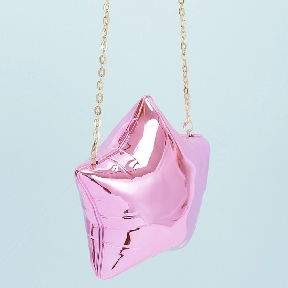 Pink Star-Shaped Metallic Shoulder Bag